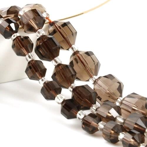 Top Quality Natural Faceted Smoky Quartzs Stone OIive Shape Loose Spacer Beads For Jewelry Making Diy Bracelets 7.5inches