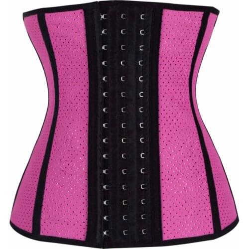 9pcs Steel Bone Women Breathable Rubber Corset Latex Waist Cincher Shapewear Waist Trainer