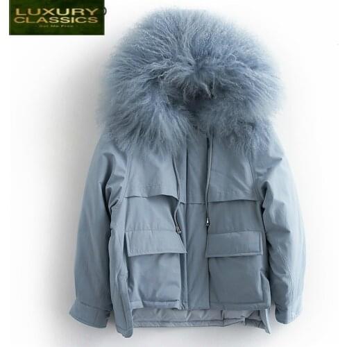 Women Winter Down Jacket 90% White Duck Down Coat Female Thick Warm Down Parka Real Fur Hooded Outwear Clothes LWL1277