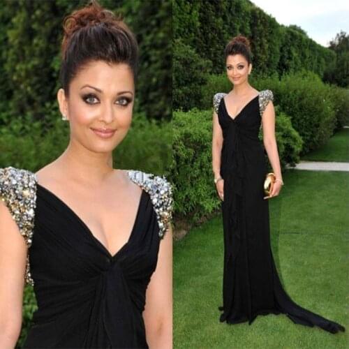Free shipping custom made black chiffon crystal Luxury Evening Dresses Gowns 2021 Beading Elegant For Women Party
