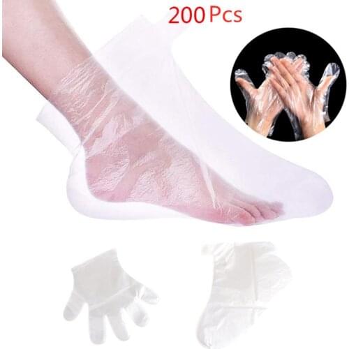 1 Set (100pcs Hand Cover + 100pcs Foot Cover + 100pcs Stickers ) Paraffin Wax Bath Liners Plastic Hand And Foot Hand Care Bags