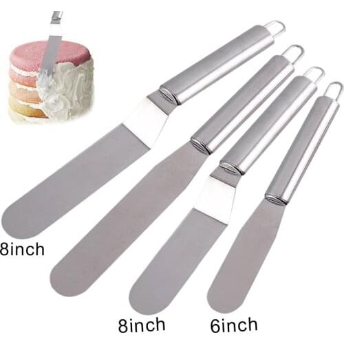 Stainless Steel Butter Cake Cream Blade Spatula Straight Bend Icing Frosting Spreader Fondant Pastry Tool 8 XH8Z