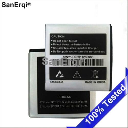 10pcs Battery For Micromax X456 X446 950mAh Mobile Li-ion Polymer Battery for Micromax X456/X446 950mAh Batterie Accumulator