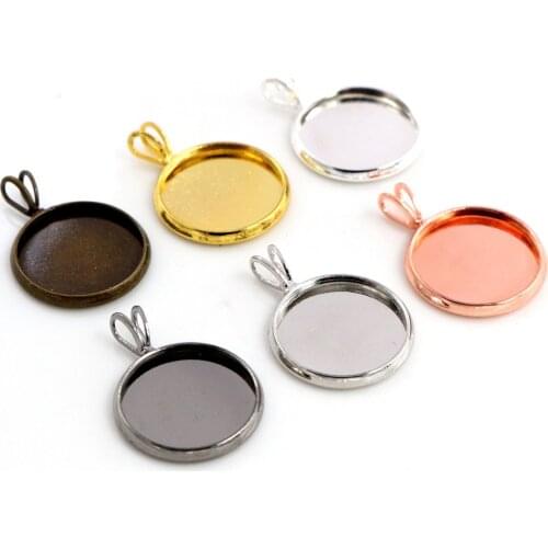 14mm 16mm 18mm Brass Material 6 Colors Plated V hanging Style Cameo Setting Base Cabochon Setting Connector High Quality