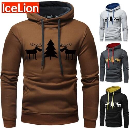 IceLion 2021 Spring Hoodies Men Christmas Elements. Sweatshirt Long Sleeve Slim Fit Sportswear Fashion Male Pullover Tracksuit