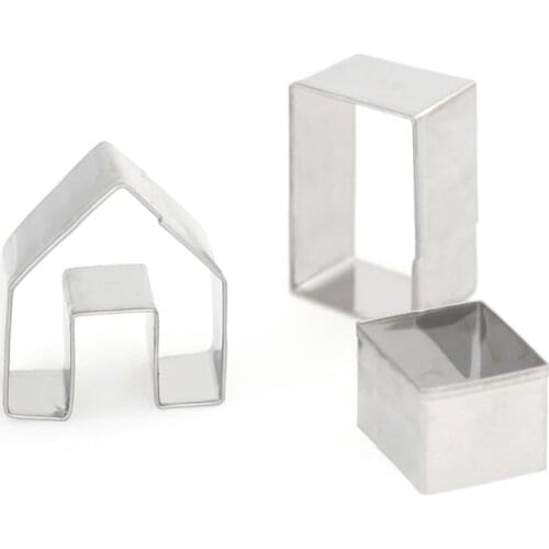 3Pcs Christmas Gingerbread House Biscuit Cutter Set Stainless Steel Cookie Mould