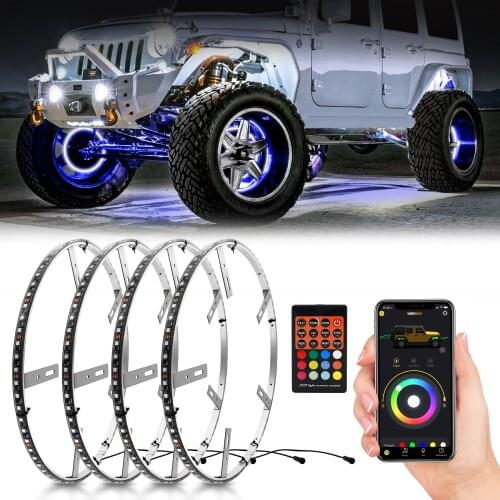 Hightbright 4x 15.5" RGB LED Rings Wheel Rim Color Changing Lights For Car SUV Truck Atmosphere With APP Remote/ Controller