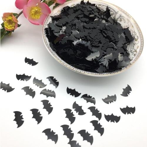 50g/lot 15mm Black Halloween Bat Sequins PVC Flat Paillette Crafts For Sewing Easter DIY Accessories Without Hole