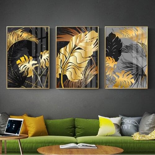 Black Golden Leaf 5d Diy diamond Painting Cross Stitch full square round mosaic diamond embroidery home decor nordic art gift