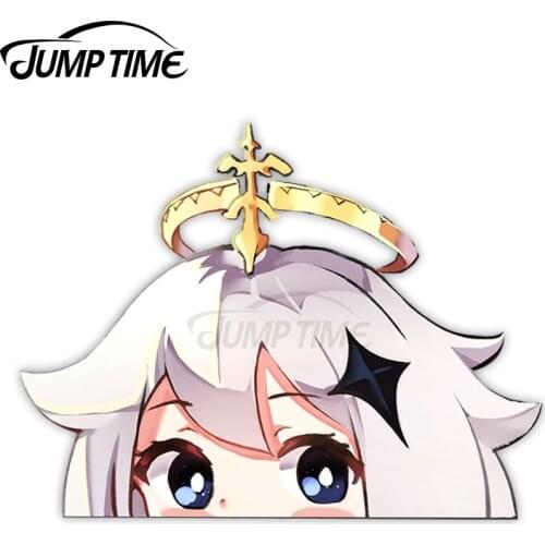 JumpTime 13 x 6.8cm Genshin Impact Paimon Anime Peeker Vinyl Decal JDM Assessoires Scratch-proof Window Trunk Car Stickers