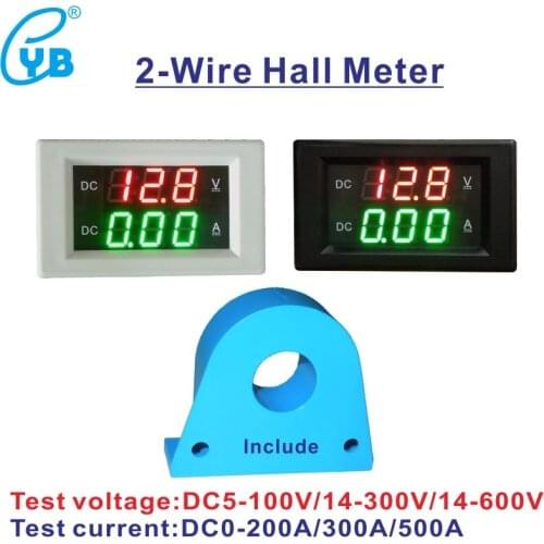 YB4835HVA Mini Digital Voltmeter Ammeter DC 5-100V 100A 200A 500A Panel Amp Volt Voltage Current Meter Tester Dual LED Display