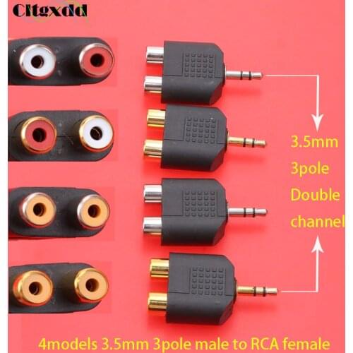 Cltgxdd Gold Plated/nickel 3.5mm 3pole stereo audio to 2 RCA ,male plug to female jack audio adapter for computer phone TV DVD
