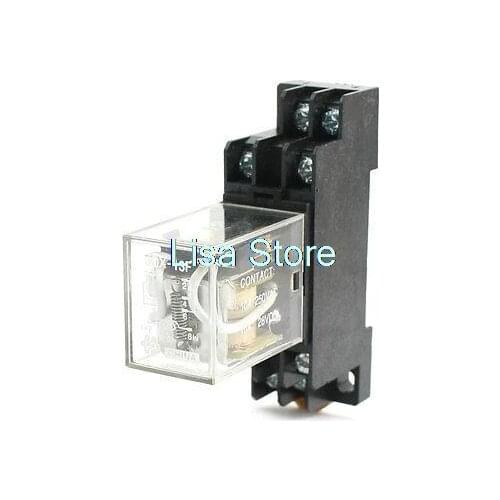 DC 24V Coils DP2T 8 Terminals Motor Control Electromagnetic Power Relay w Socket