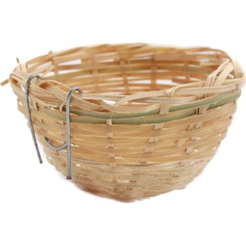 Handwoven Bamboo Bird Nest Cage House Hatching Breeding Cave for Parrot Canary Cockatiel or Other Birds