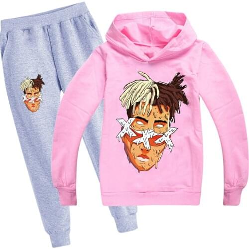 2 Piece Set 2021 Xxxtentacion Hoodies T-shirt+Pants Suit for Teens Girl Boys Cartoon Anime Sweatshirt Suit Autumn Kids Clothes