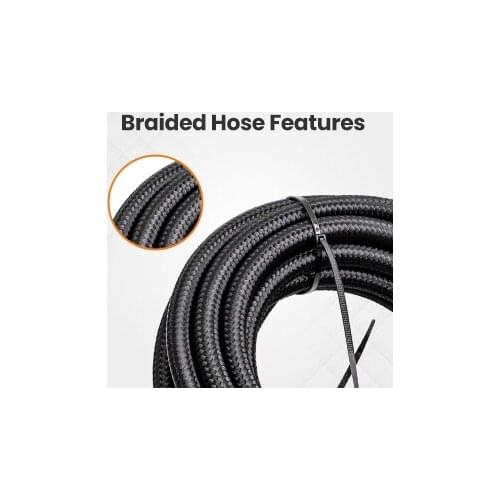 20FT AN6 -6AN Nylon Braided OIL FUEL Line+Fittings Hose End Adaptor KIT Black