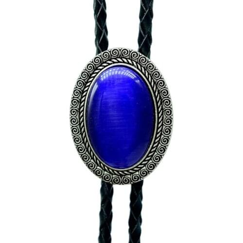 Necklace Tie 2021 High-end Fashion Agate Time Gem Bolo Tie Personality Temperament Retro Shirt Chain Collar Rope Leather