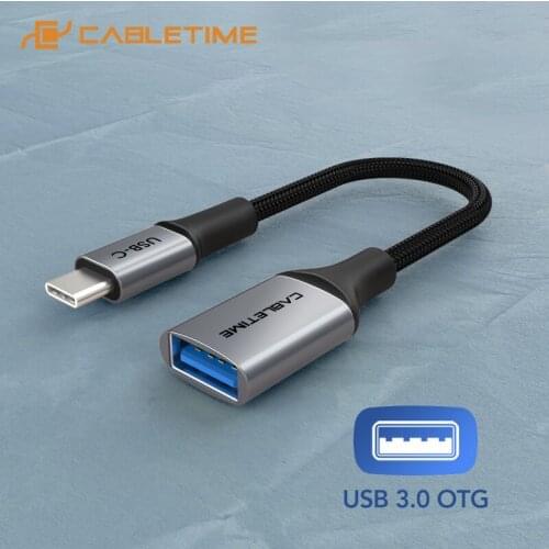 Cabletime OTG Cable Tpye C Male To USB 3.0 Female Adapter Fast Charge Cable 5GBPS Fast Transmission for Xiaomi Mix 3 Huawei C380