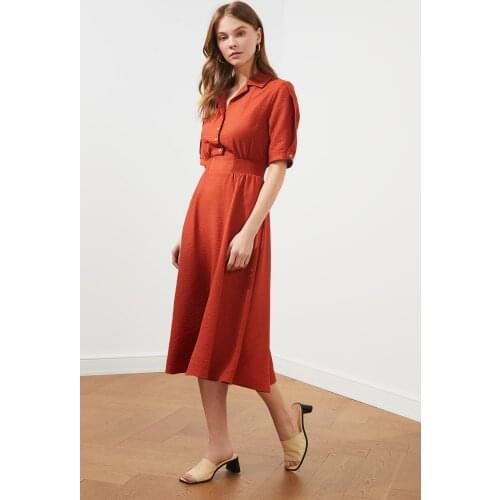 Trendyol Waist Shirred Button Detail Dress TWOSS21EL1023