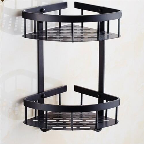 Bathroom Shelves black Space Aluminum Shower Shampoo Soap Cosmetic Shelf Bathroom Accessories Storage Organizer Rack Holder