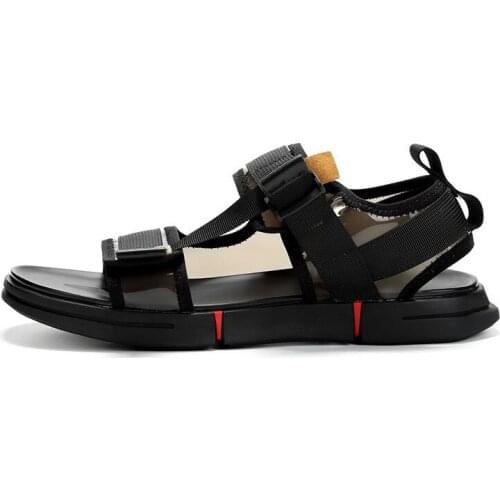 Summer 2019 New Men Beach Sandals Open Toe Flats Gladiator Leisure Shoes Breathable Antiskid Platform Straps Hook Loop Sandals