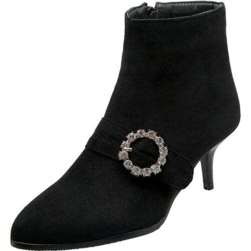 Big Size boots women shoes ankle boots for women ladies boots shoes woman winter Water drill belt buckle side zipper