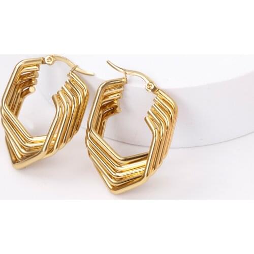 Hoop Earrings Jewelry 30mm Round Stainless Steel Hypoallergenic Fashion Gold/Silver Color Earrings for Women/Girls