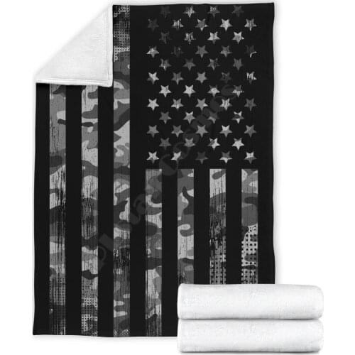 Gray Camouflage American Flag Feece blanket 3D Printed Blanket Adults/kids Sherpa Blanket On Bed Home Textiles Home Accessories