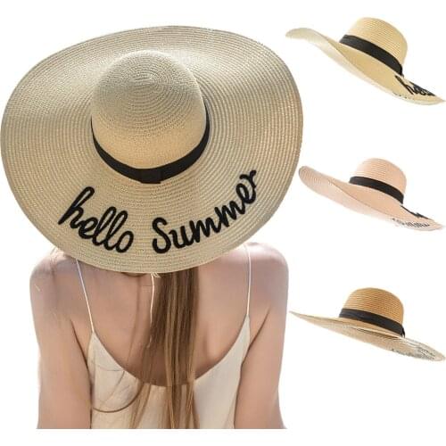 Wide Brim Boater Hat Lady Summer Straw Hat Flat Women Summer Hat Sun Hats Beach Cap UV Sun Protection Cap панама женская