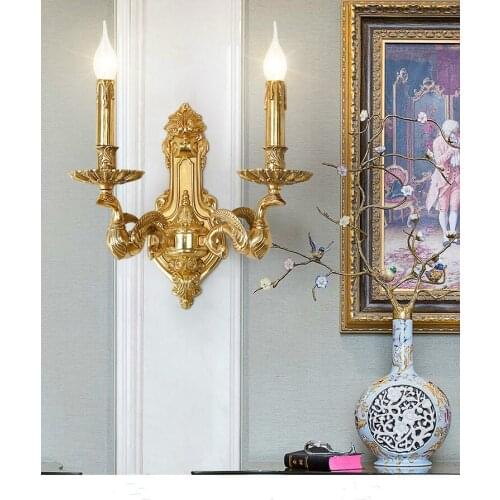 Free Shipping Modern European-style Brass Lamp Wall Light 110V~220V AC 100% Copper Indoor Lighting Classical Vintage Wall Sconce