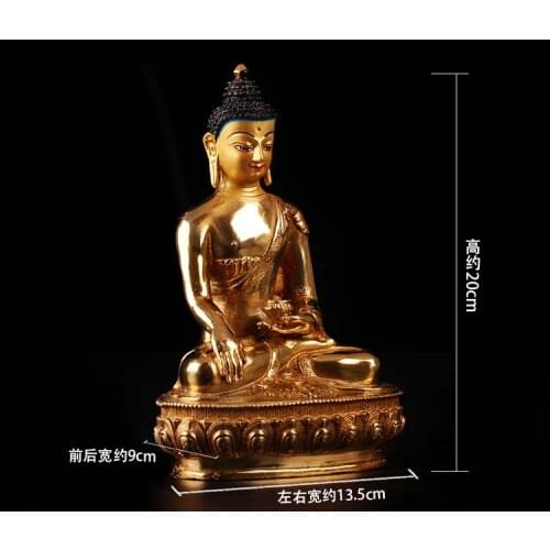 Special price # 20CM tall # HOME family Talisman Protection # Tibetan Buddhism Gilding Sakyamuni Buddha statue- good buddha