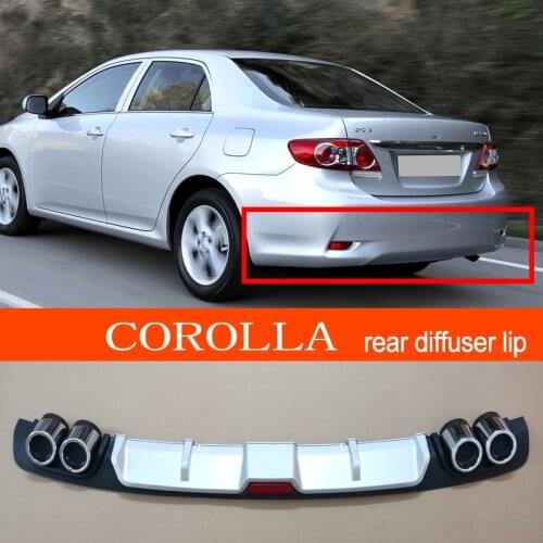 Corolla 07-13 ABS Plastic Silver / Black Car Rear Bumper Rear Diffuser Spoiler Lip for TOYOTA Corolla 2007-2013 Sedan