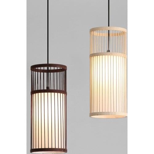 Bamboo woven chandelier light creative chandelier homestay Zen tea room Japanese decoration restaurant single head chandelier