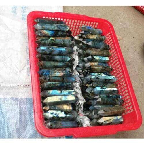 High quality 1000g pretty natural labradorite Quartz Crystal double Terminated Wand Healing
