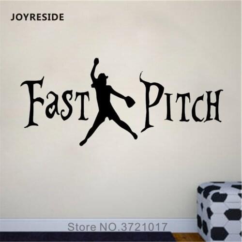 JOYRESIDE Quotes Sticker Sports Fast Pitch Decals Vinyl Softball Boys Room Living Room Interior Bedroom Home Design Mural A1361