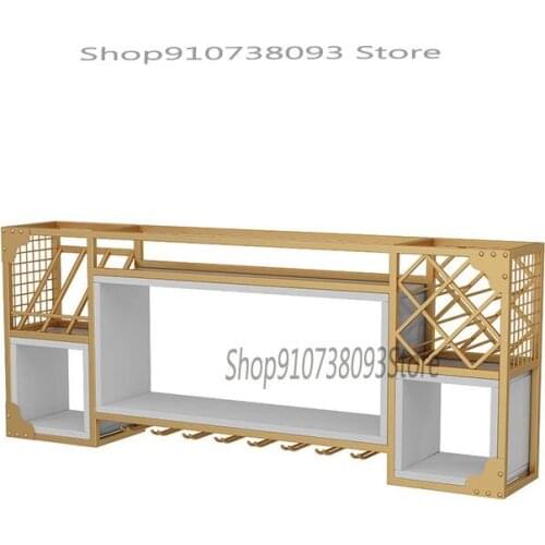 Iron Solid Wood Wine Rack Wall Mounted Wine Cabinet Household Light Luxury Wine Rack Storage Restaurant Wall Display Hanging Win