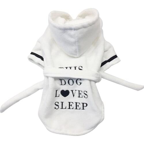 Pet Bathrobe Clothes Coral Dog Sweater Coat Clothes Thickened Pet Hoodie Nightgown Puppy Dogs Cats Pajama Absorbent Towel Yorkie