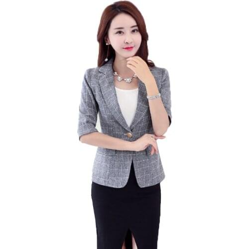 Womens Suit Jacket 2019 Spring New Plaid Small Suit Jacket Short Paragraph Large Size Slim Trench Coat Autumn Casual Jacket 190