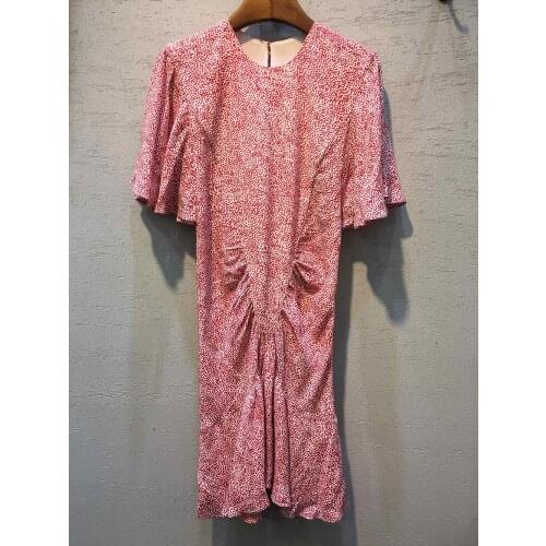 Women 2021 Round Neckline Short Sleeve Mini Dress With Creased-effect