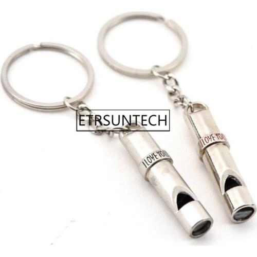 100pairs Metal Mini Whistle Couple Keychains Lovers Keyrings for Wedding Valentines Day Gifts