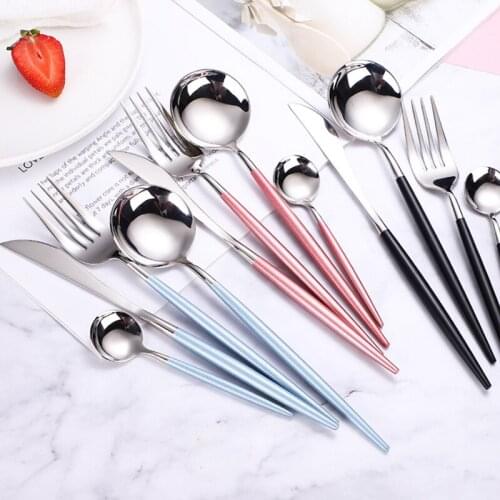 4pcs/set Luxury Cultery Dinnerware Set 304 Stainless Steel Fork Spoon Knife Set Coffee Teaspoon Dessert Ice Spoon Home Tableware