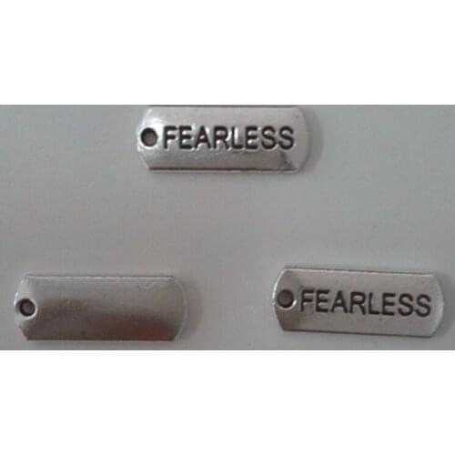 50pcs 8*21mm FEARLESS CHARM Antique Silver Tone Gym Sports Charms For Fitness Jewelry Making