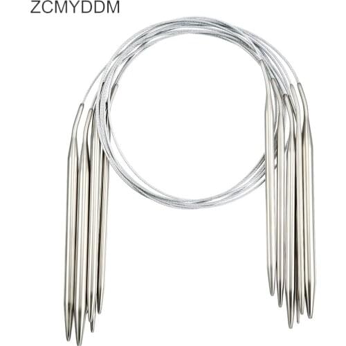 ZCMYDDM 6PCS Knitting Needles Crochet Needles Stainless Steel Circular for Knitting Weave Yarn Projects DIY Sewing Tools