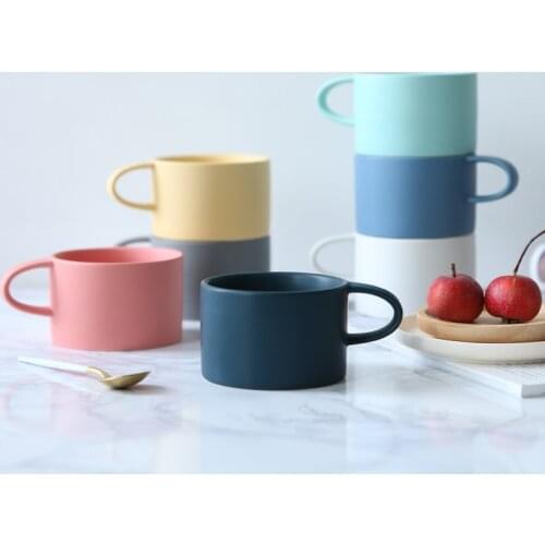 ANTOWALL Nordic Style Macaron Color Matt Mug Ceramic Scrub Coffee Mug Tea Water Cup Breakfast Milk Juice Mug