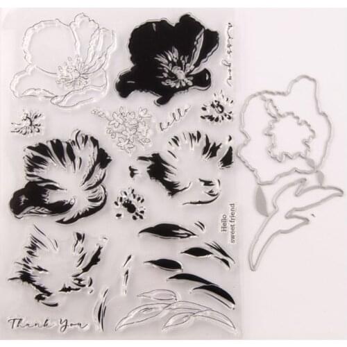 Thank You Flower Seal Stamp with Cutting Dies Stencil Set DIY Scrapbooking Embossing Photo Album Decor Paper Card Craft Art