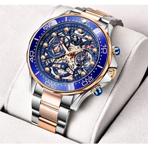 LIGE New Top Luxury Brand Wristwatch Fashion Sport Watch For Men Stainless Steel Casual Male Clock Quartz Relogio Masculino+Box