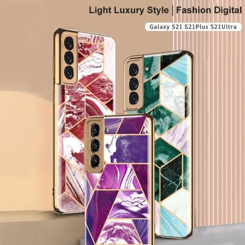 GKK Tempered Glass Pattern Case For Samsung Galaxy S21 Plus Ultra 5G Case Luxury Plating Frame For Samsung S21 Plus Ultra Cover