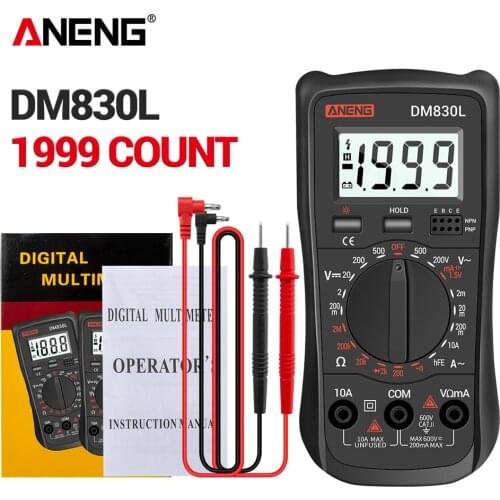 ANENG DM830L Digital Multimeter Meter Testers 1999 Count Electrical Transistor Capacitance DC/AC Multimetro With LCD Backlight