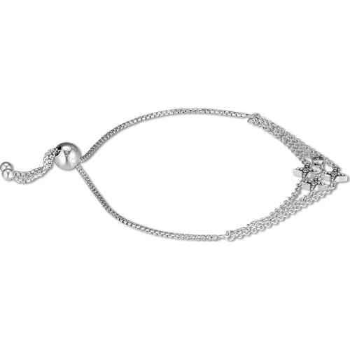 CKK Original 925 Sterling Silver Twinkle Star Bracelets with Clear CZ Fashion Bracelet Bangle for Women