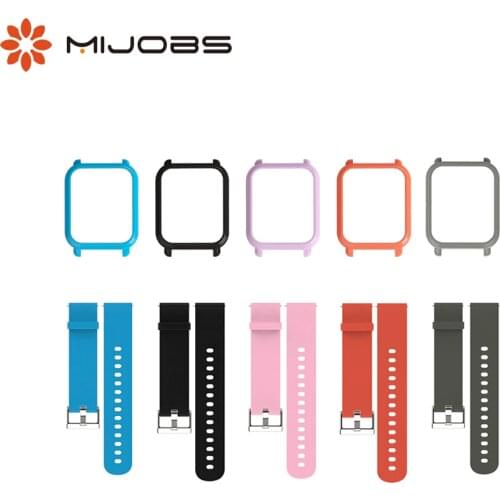 For Amazfit Bip Strap & Protective Case Set Silicone Bracelet Wristband Protector Bumper for Huami Amazfit PACE Lite Youth Watch